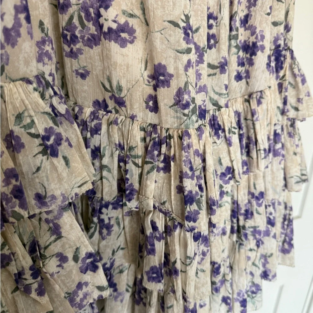 Polo Ralph Lauren Purple and Cream Floral A-Line Skirt - Picture 6 of 9